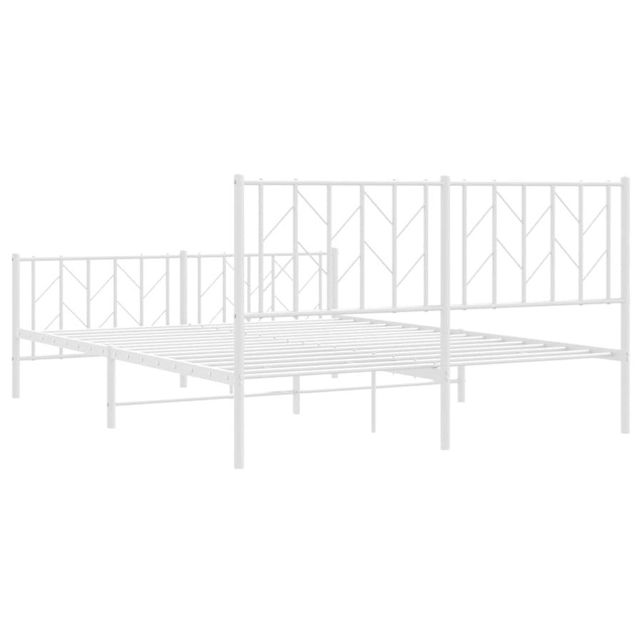 Bedframe Met Hoofd- En Voeteneinde Metaal 150 x 200 cm Wit met hoofdbord & voetbord