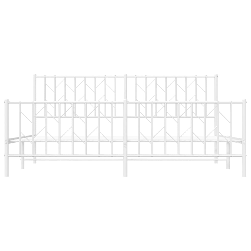 Bedframe Met Hoofd- En Voeteneinde Metaal 183 x 213 cm Wit met hoofdbord & voetbord