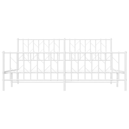 Bedframe Met Hoofd- En Voeteneinde Metaal 183 x 213 cm Wit met hoofdbord & voetbord