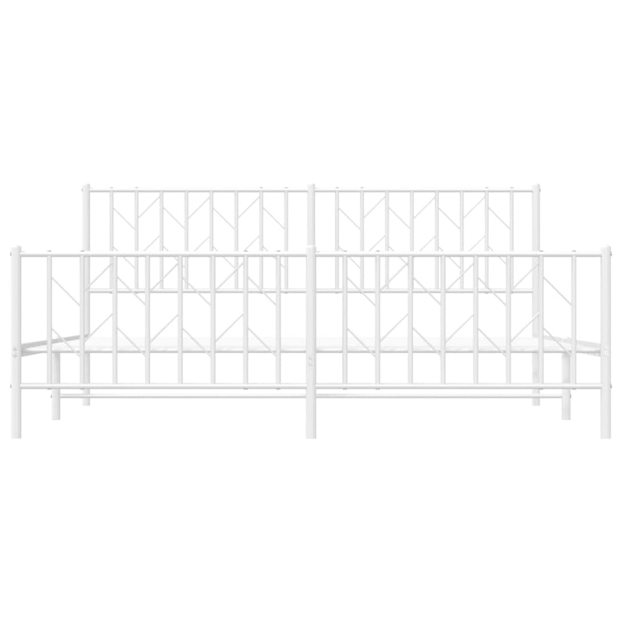 Bedframe Met Hoofd- En Voeteneinde Metaal 183 x 213 cm Wit met hoofdbord & voetbord