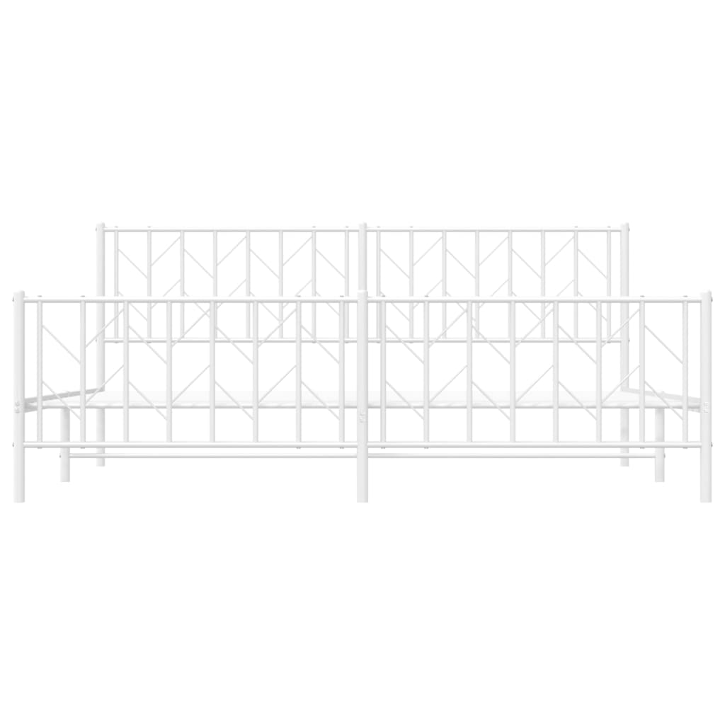 Bedframe Met Hoofd- En Voeteneinde Metaal 193 x 203 cm Wit met hoofdbord & voetbord