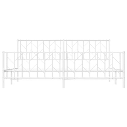 Bedframe Met Hoofd- En Voeteneinde Metaal 193 x 203 cm Wit met hoofdbord & voetbord