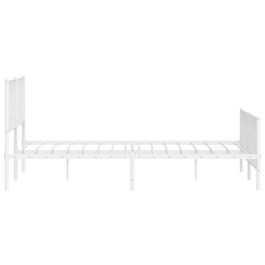 Bedframe Met Hoofd- En Voeteneinde Metaal 193 x 203 cm Wit met hoofdbord & voetbord