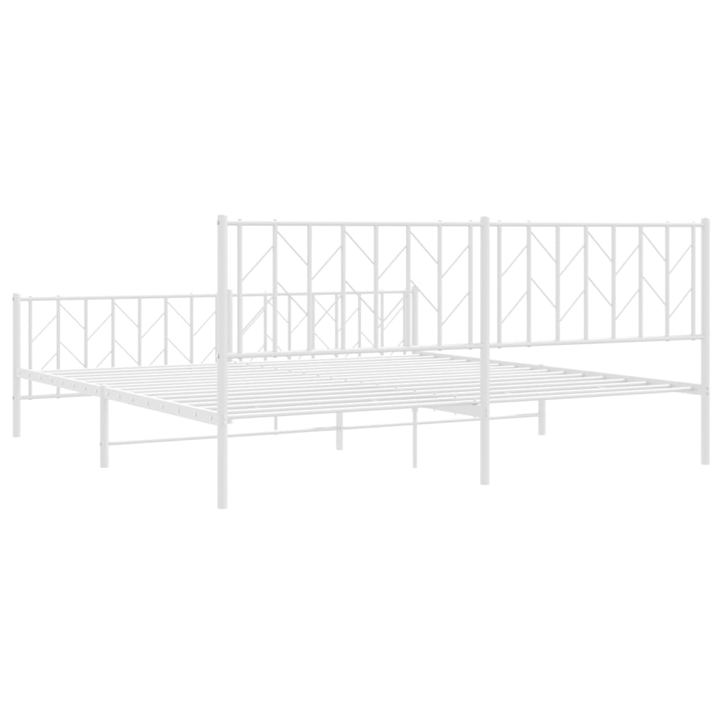 Bedframe Met Hoofd- En Voeteneinde Metaal 193 x 203 cm Wit met hoofdbord & voetbord