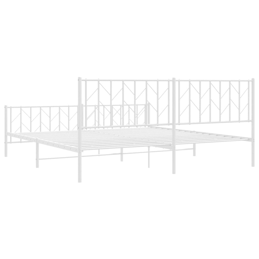 Bedframe Met Hoofd- En Voeteneinde Metaal 193 x 203 cm Wit met hoofdbord & voetbord