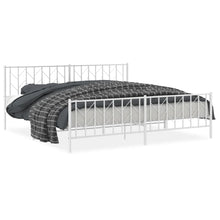 Bedframe Met Hoofd- En Voeteneinde Metaal 200 x 200 cm Wit met hoofdbord & voetbord