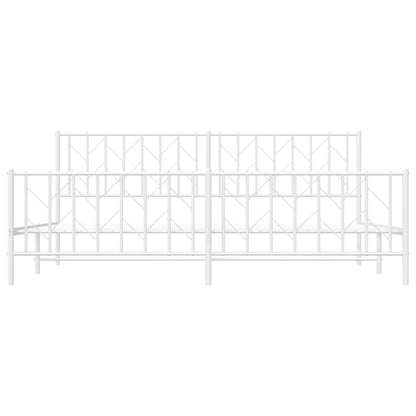 Bedframe Met Hoofd- En Voeteneinde Metaal 200 x 200 cm Wit met hoofdbord & voetbord