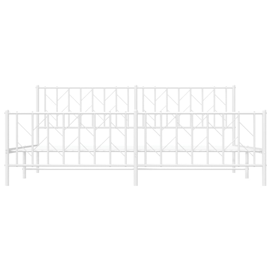 Bedframe Met Hoofd- En Voeteneinde Metaal 200 x 200 cm Wit met hoofdbord & voetbord