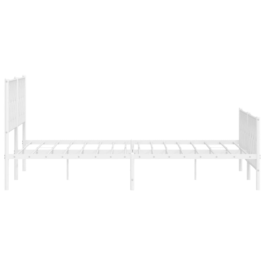 Bedframe Met Hoofd- En Voeteneinde Metaal 200 x 200 cm Wit met hoofdbord & voetbord