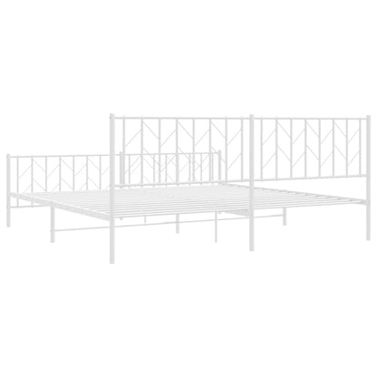 Bedframe Met Hoofd- En Voeteneinde Metaal 200 x 200 cm Wit met hoofdbord & voetbord