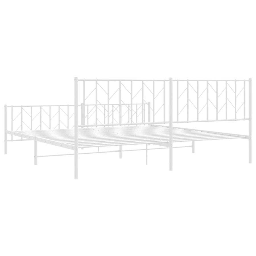 Bedframe Met Hoofd- En Voeteneinde Metaal 200 x 200 cm Wit met hoofdbord & voetbord