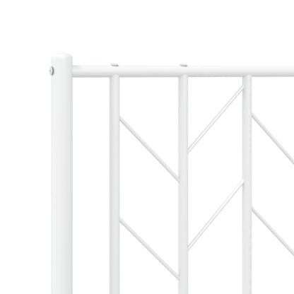 Bedframe Met Hoofd- En Voeteneinde Metaal 200 x 200 cm Wit met hoofdbord & voetbord