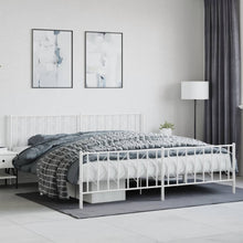 Bedframe Met Hoofd- En Voeteneinde Metaal 200 x 200 cm Wit met hoofdbord & voetbord