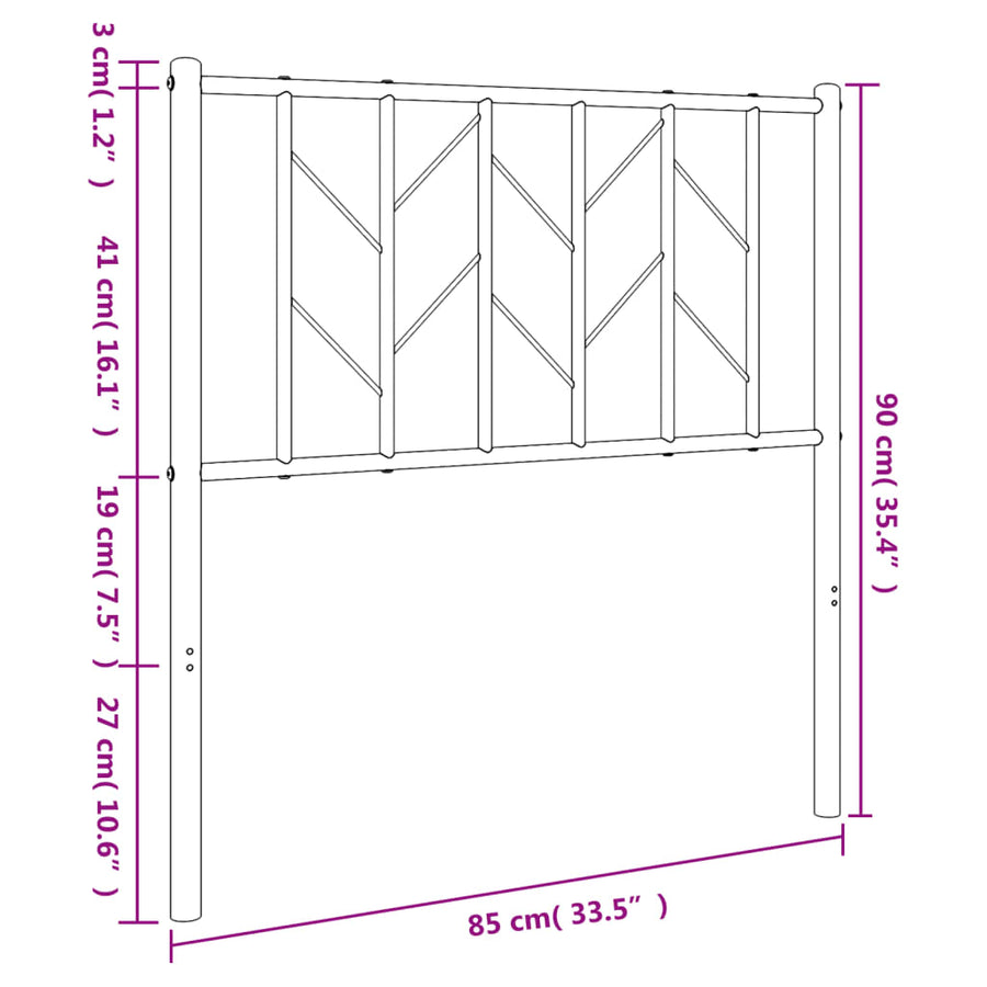 Hoofdbord Metaal 80 cm Wit