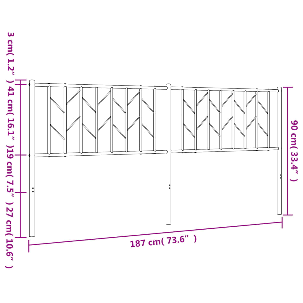 Hoofdbord Metaal 180 cm Wit