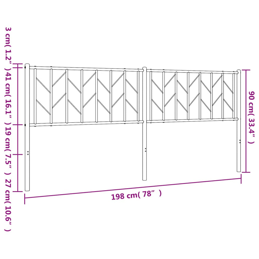 Hoofdbord Metaal 193 cm Wit