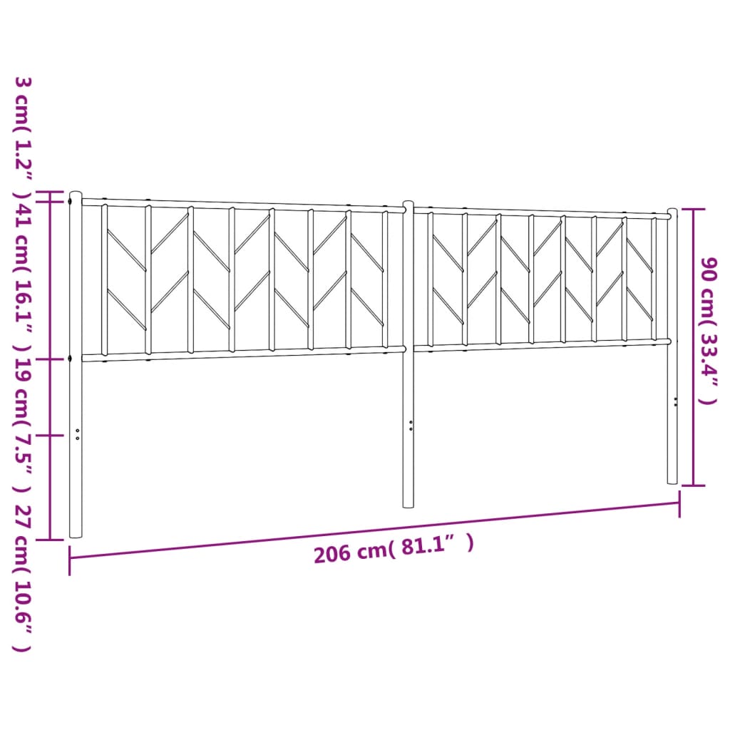 Hoofdbord Metaal 200 cm Wit