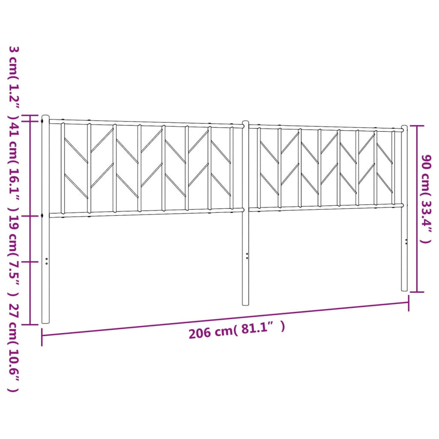 Hoofdbord Metaal 200 cm Wit