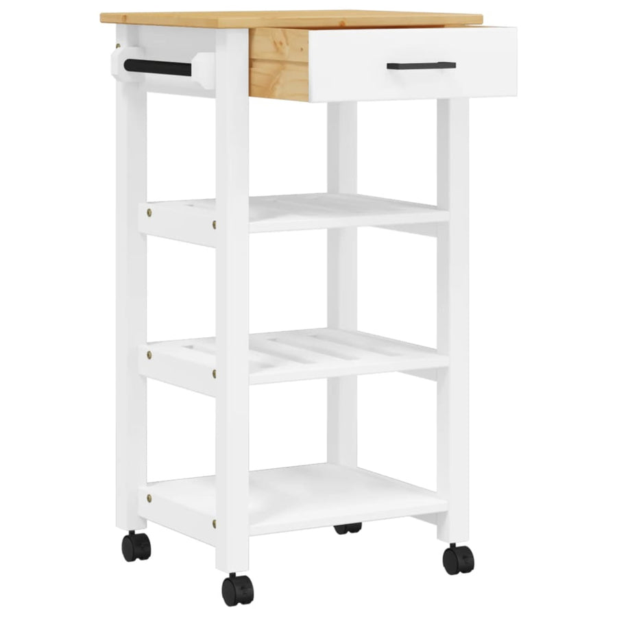Keukentrolley Monza Massief Grenenhout 48 x 40 x 90 cm Wit