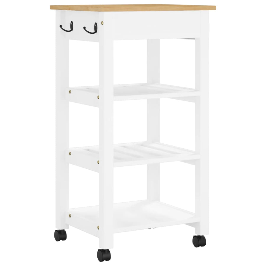 Keukentrolley Monza Massief Grenenhout 48 x 40 x 90 cm Wit