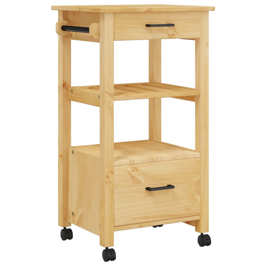 Keukentrolley Monza 48X40X90 Cm Massief Grenenhout Bruin
