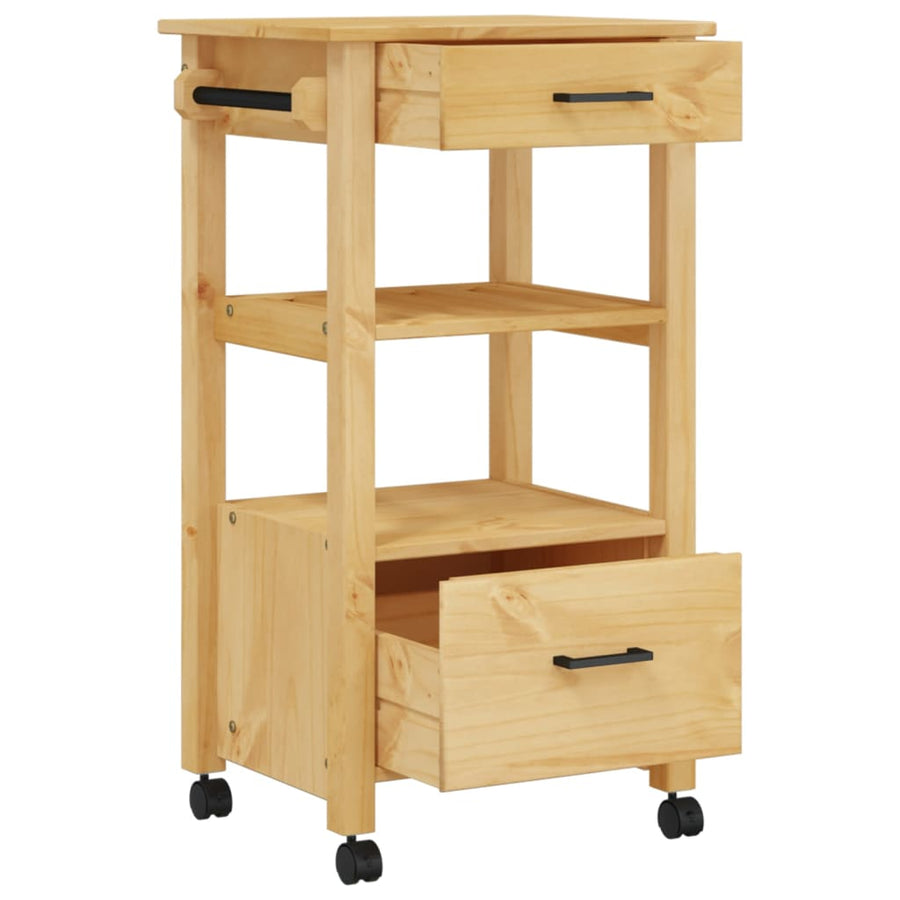 Keukentrolley Monza 48X40X90 Cm Massief Grenenhout Bruin