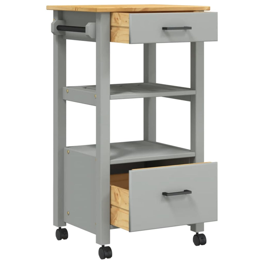 Keukentrolley Monza 48X40X90 Cm Massief Grenenhout Grijs