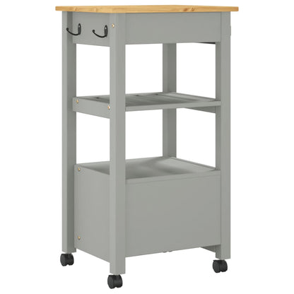 Keukentrolley Monza 48X40X90 Cm Massief Grenenhout Grijs
