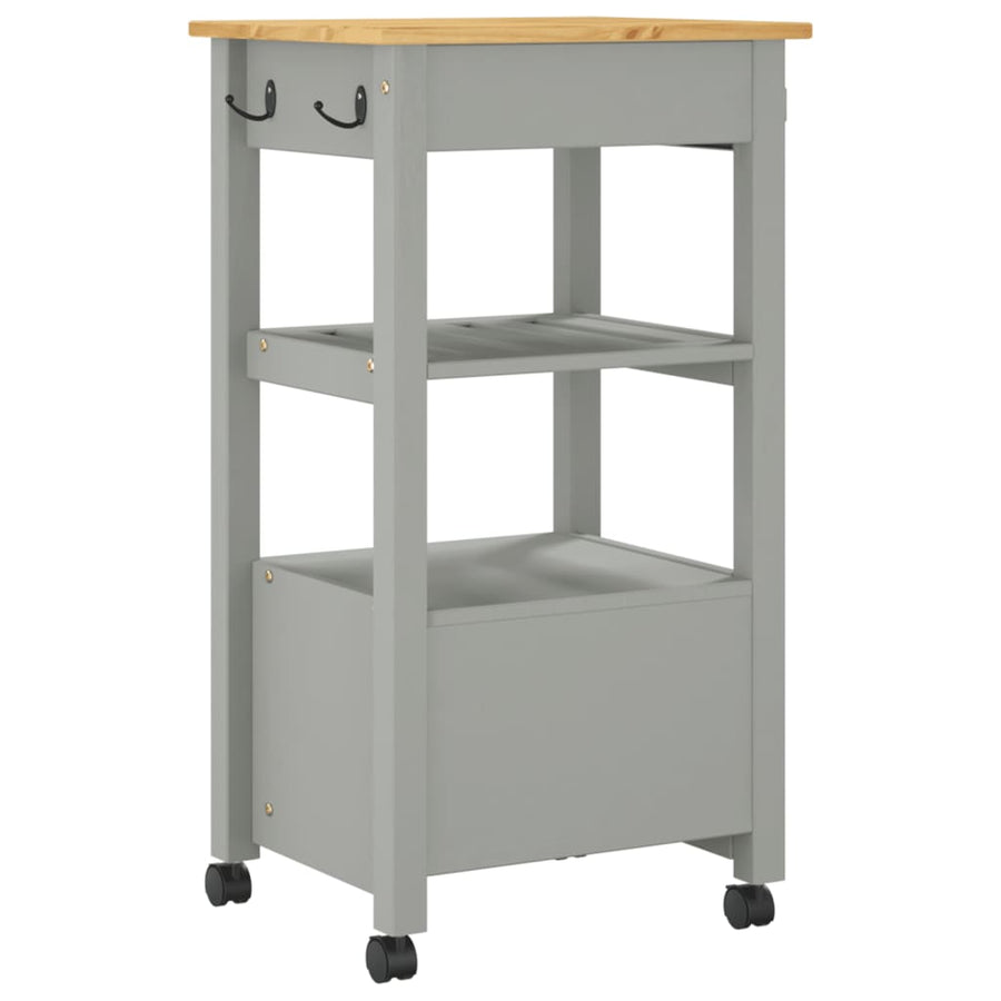 Keukentrolley Monza 48X40X90 Cm Massief Grenenhout Grijs