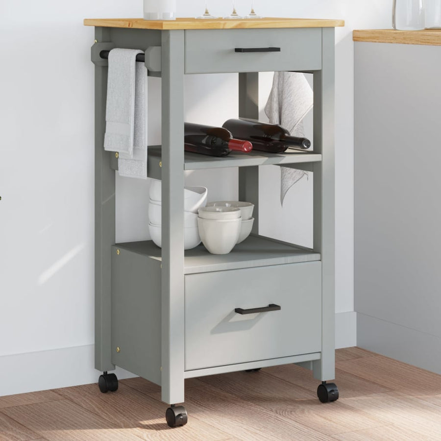 Keukentrolley Monza 48X40X90 Cm Massief Grenenhout Grijs