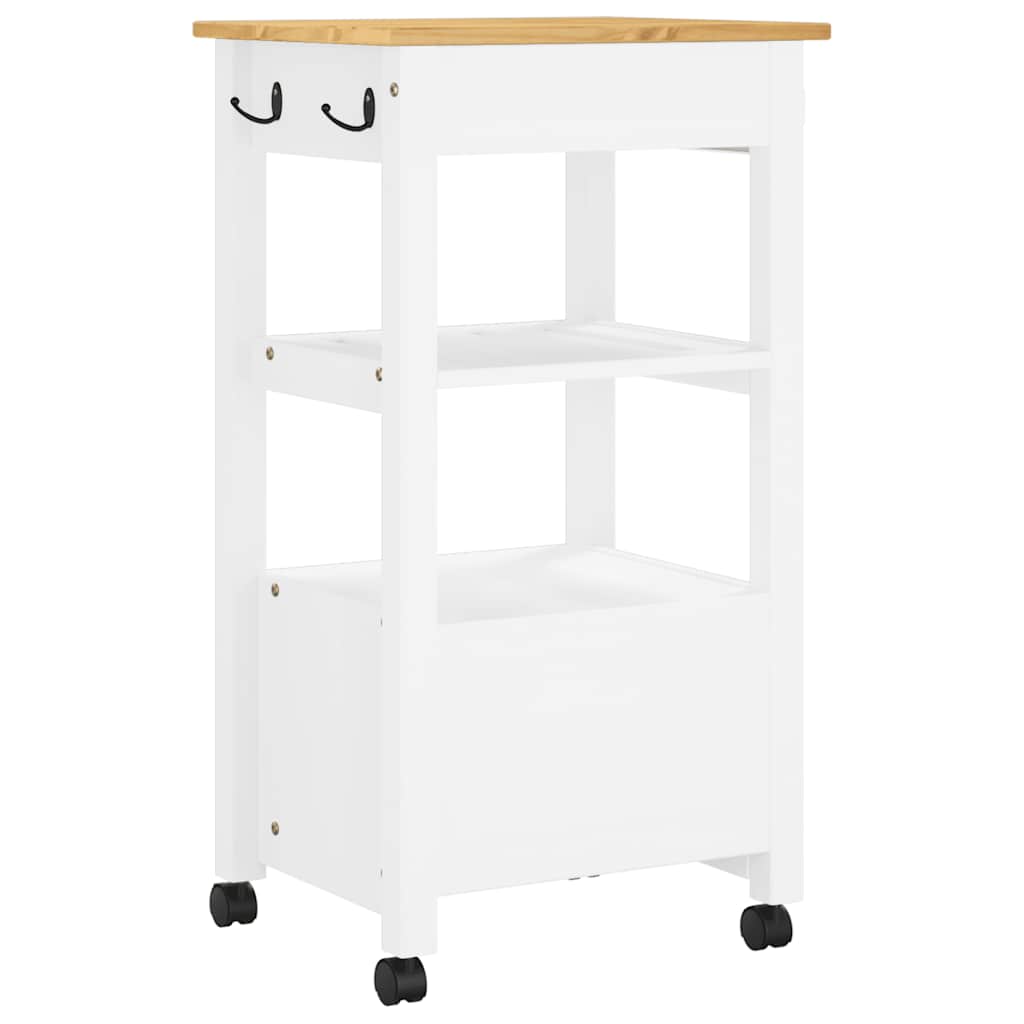 Keukentrolley Monza 48X40X90 Cm Massief Grenenhout Wit