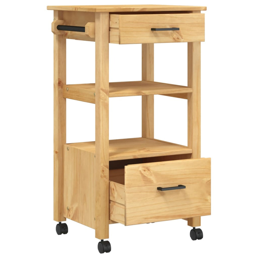 Keukentrolley Monza 48X40X90 Cm Massief Grenenhout Bruin