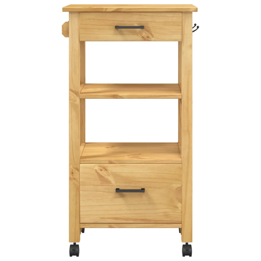 Keukentrolley Monza 48X40X90 Cm Massief Grenenhout Bruin