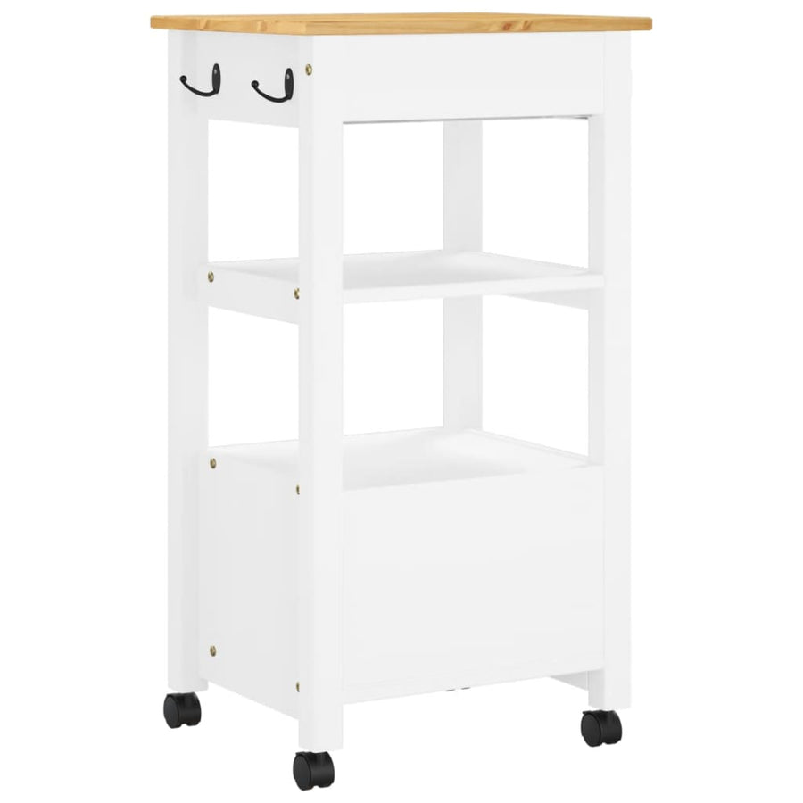 Keukentrolley Monza 48X40X90 Cm Massief Grenenhout Wit