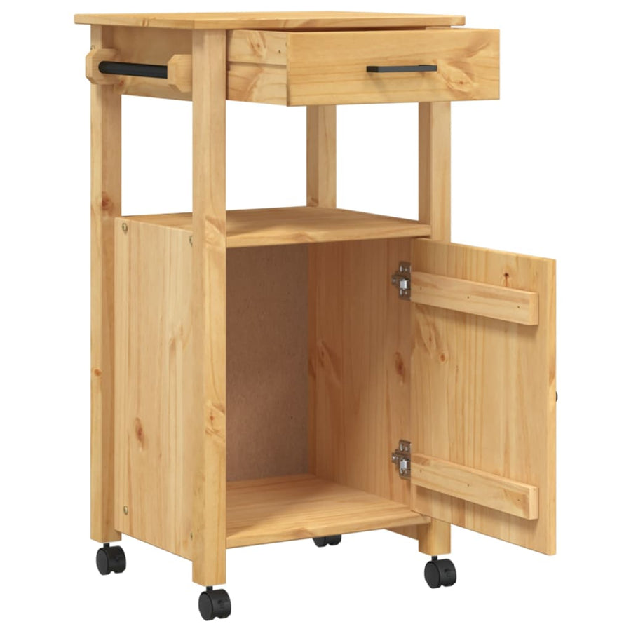 Keukentrolley Monza 48X40X90 Cm Massief Grenenhout Bruin