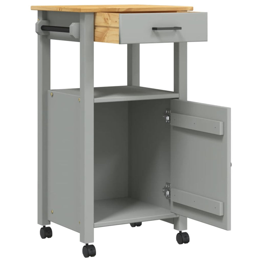 Keukentrolley Monza 48X40X90 Cm Massief Grenenhout Grijs