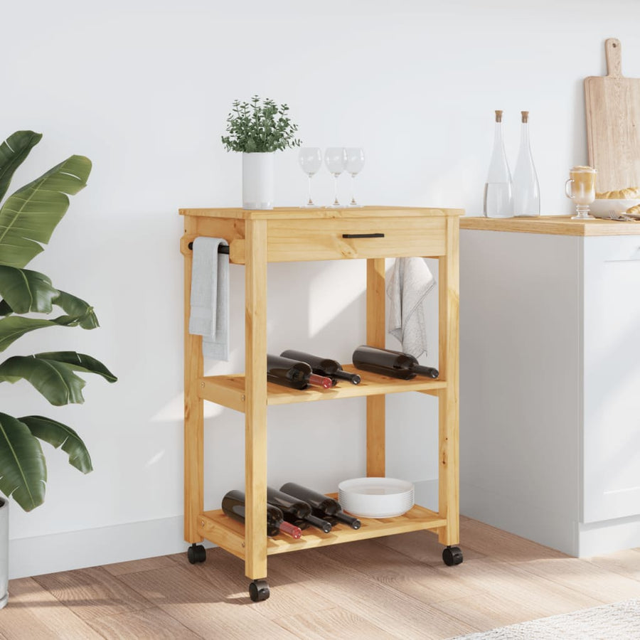 Keukentrolley Monza Massief Grenenhout 60 x 40 x 90 cm Bruin