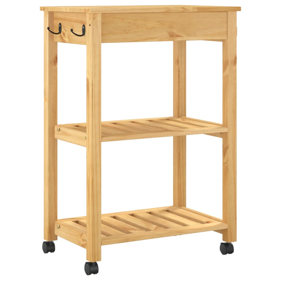 Keukentrolley Monza Massief Grenenhout 60 x 40 x 90 cm Bruin