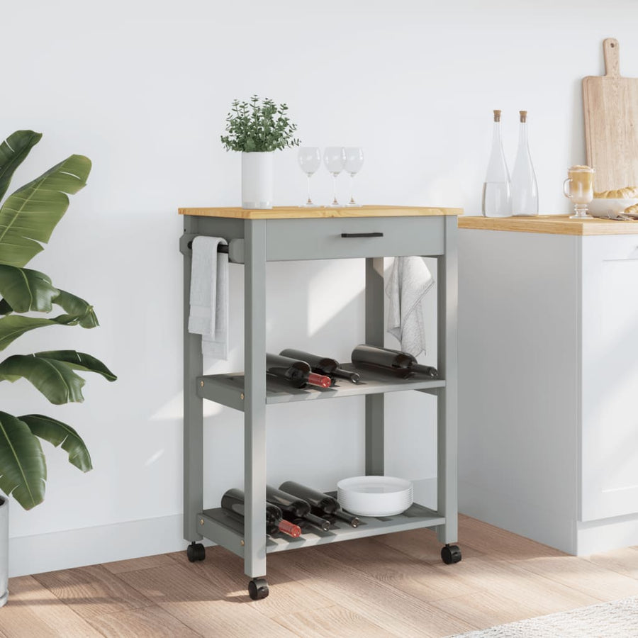 Keukentrolley Monza Massief Grenenhout 60 x 40 x 90 cm Grijs