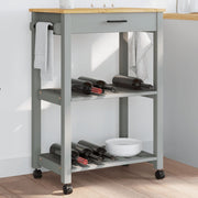 Keukentrolley 60x40x90 cm massief grenenhout grijs honingwas