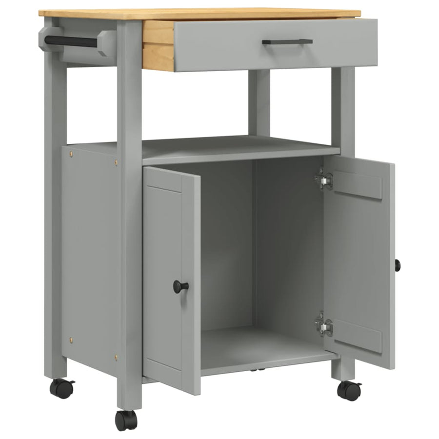 Keukentrolley Monza Massief Grenenhout 60 x 40 x 90 cm Grijs