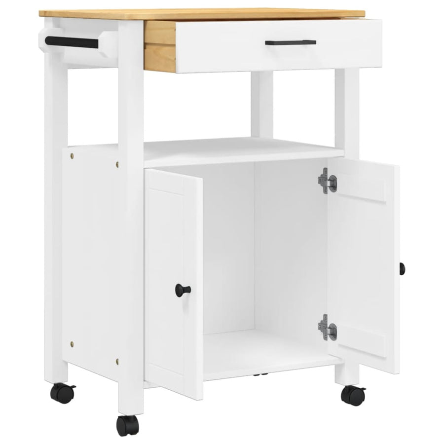 Keukentrolley Monza Massief Grenenhout 60 x 40 x 90 cm Wit