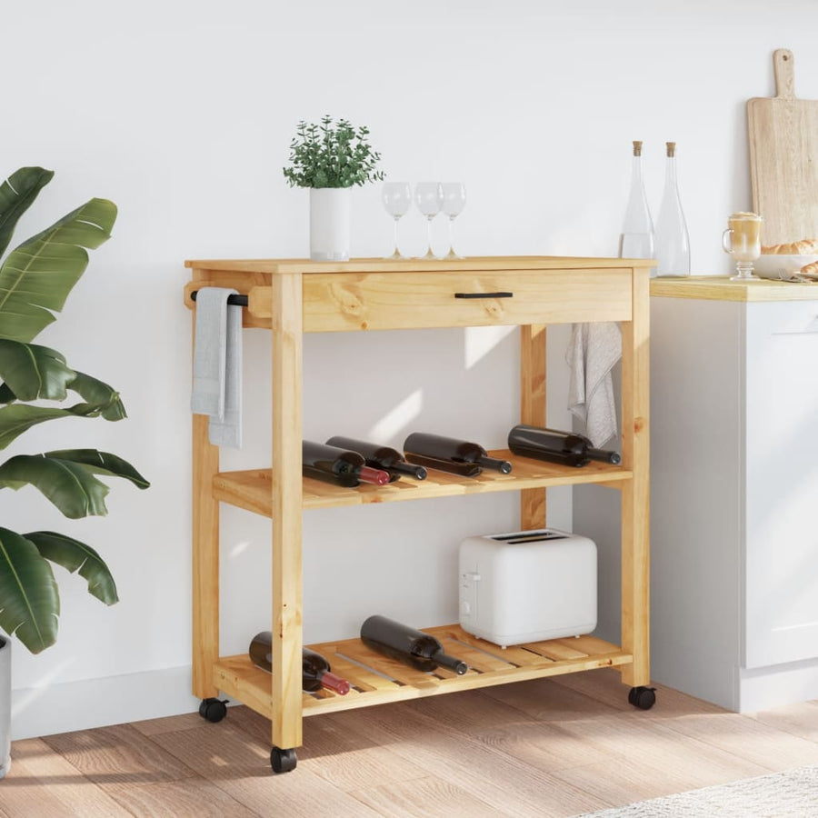 Keukentrolley Monza Massief Grenenhout 84 x 40 x 90 cm Bruin