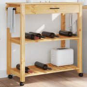 Keukentrolley 84x40x90 cm massief grenenhout honingwas