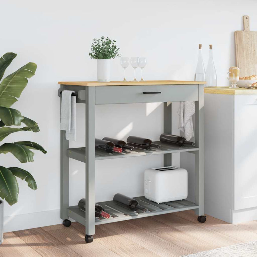 Keukentrolley Monza Massief Grenenhout 84 x 40 x 90 cm Grijs