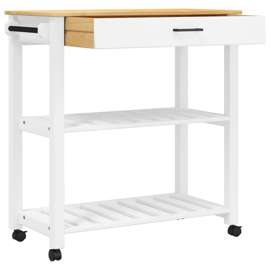 Keukentrolley Monza Massief Grenenhout 84 x 40 x 90 cm Wit