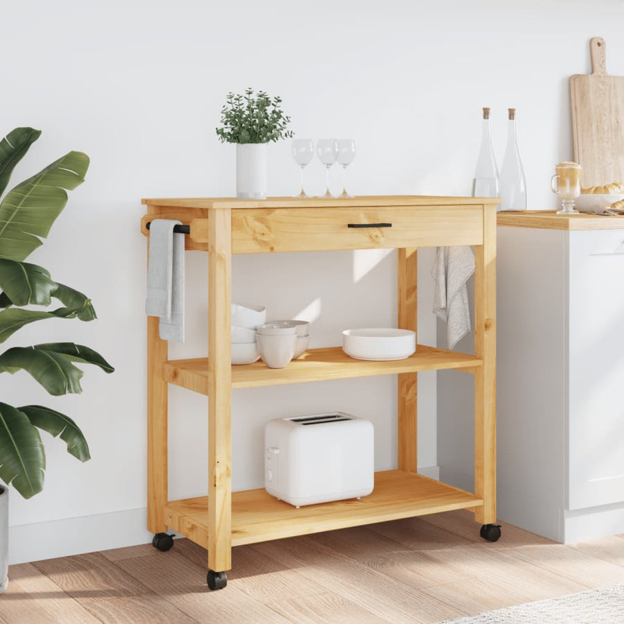 Keukentrolley Monza Massief Grenenhout 84 x 40 x 90 cm Bruin