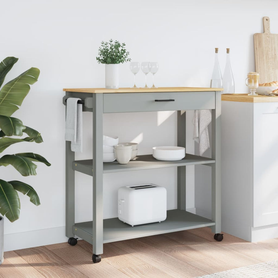 Keukentrolley Monza Massief Grenenhout 84 x 40 x 90 cm Grijs