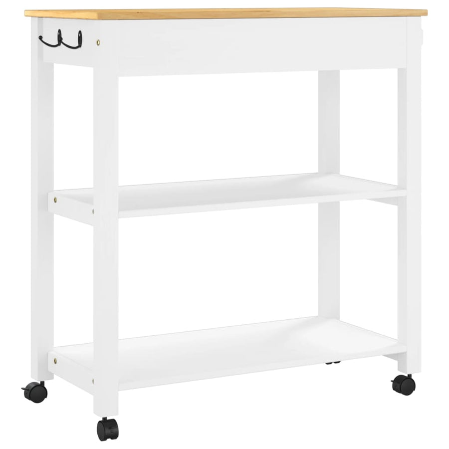 Keukentrolley Monza Massief Grenenhout 84 x 40 x 90 cm Wit