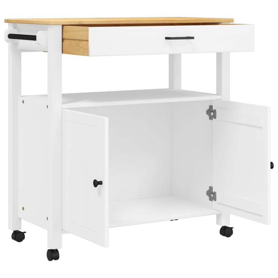Keukentrolley Monza Massief Grenenhout 84 x 40 x 90 cm Wit